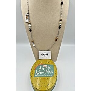Fossil Brand Necklace Women's Stainless Steel & Beads 27" Necklace w/Tin NWT